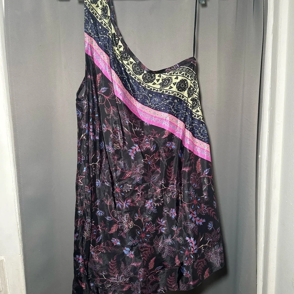 Free People Mira Ditzy Floral One Shoulder Celestial Tunic Top Size Large